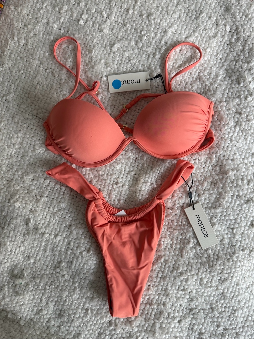Montce Coral-Peach Push-Up Bikini Set